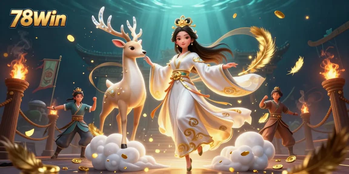 Experience thrilling moments with 78Win as an Asian woman in a hanfu ignites the casino atmosphere.