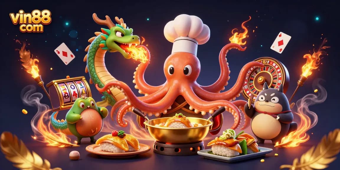 Immerse in the vin88 com casino scene featuring dynamic 3D characters engaging with vibrant gaming elements.