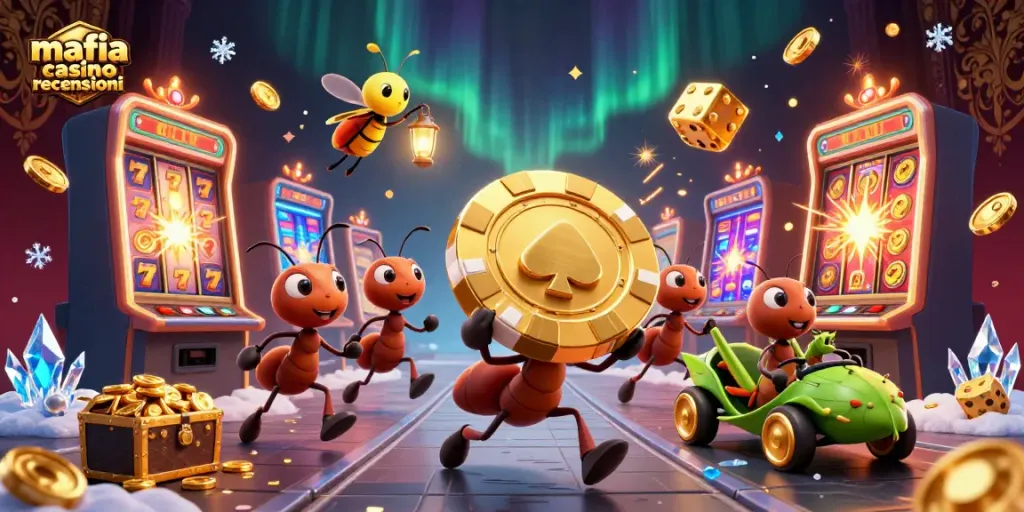 Engage with mafia casino recensioni in a vibrant 3D scene filled with animated gambling elements and characters.