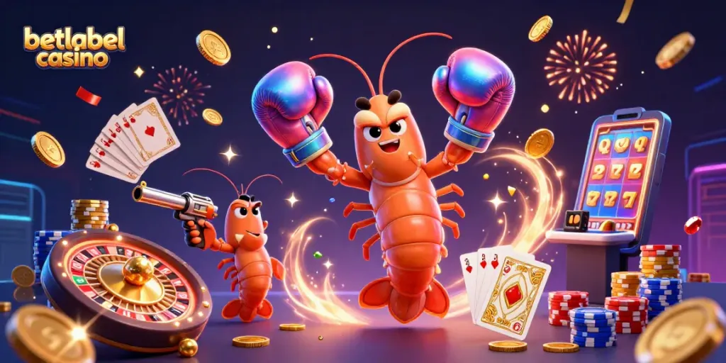 Experience the excitement of betlabel casino with vibrant characters and gaming elements in a dynamic 3D scene.