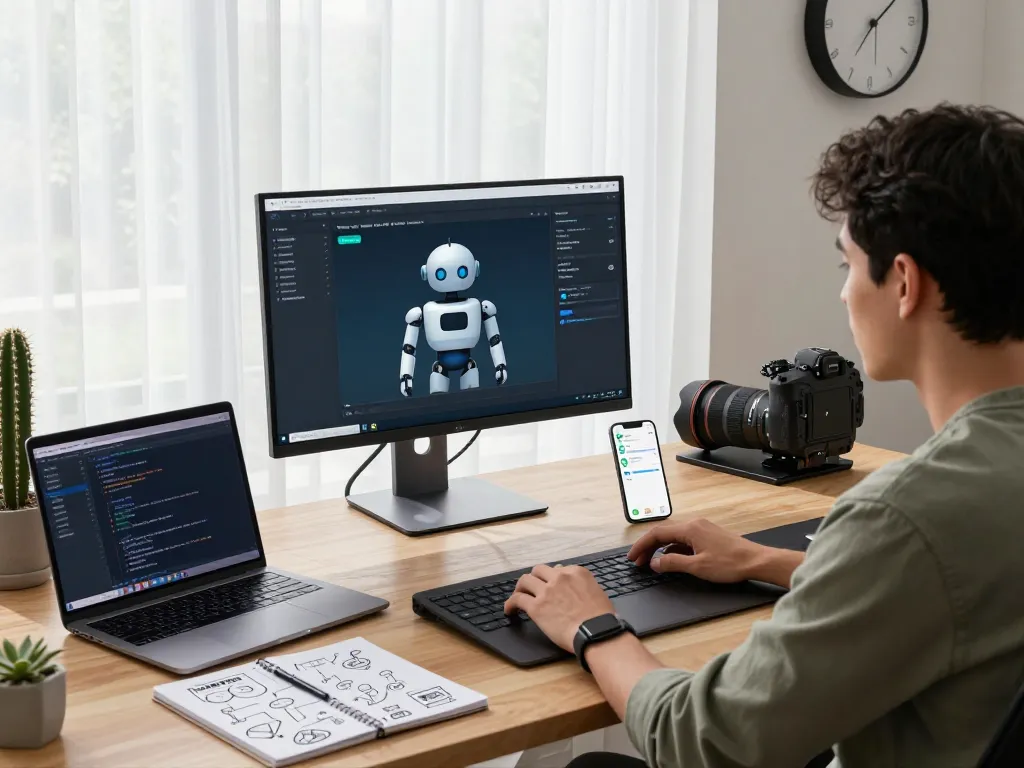 Developer customizing Clawdbot AI on a modern workspace, demonstrating innovative tech integration.