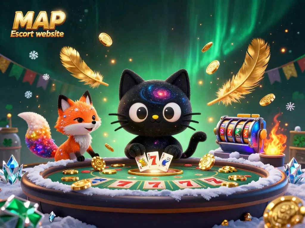 Experience the excitement of the MAP Escort website with a cosmic casino scene featuring animated characters and dynamic elements.