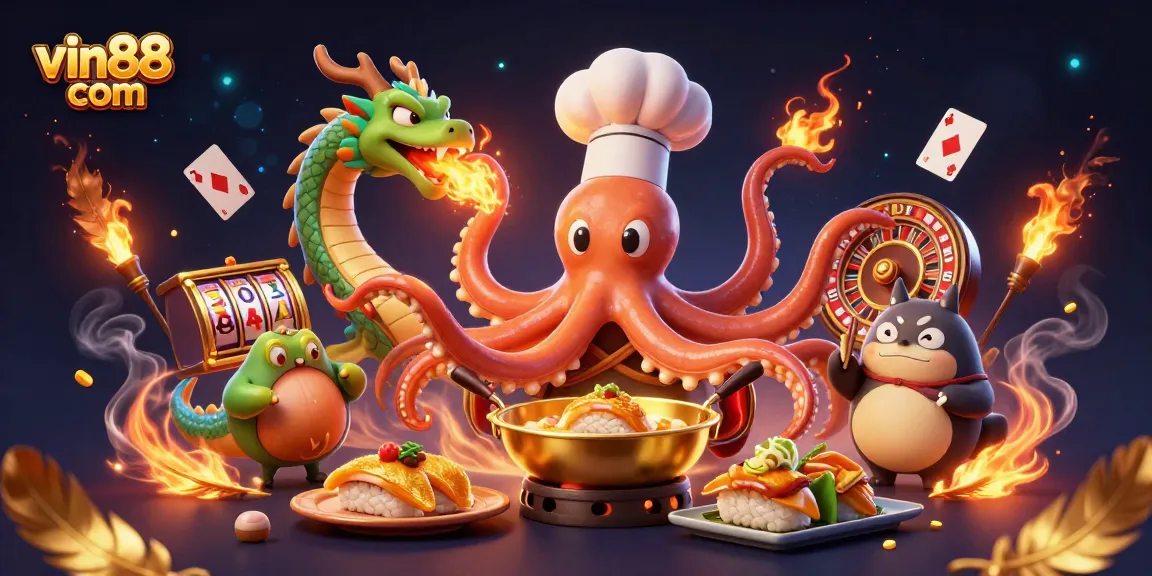 Immerse in the vin88 com casino scene featuring dynamic 3D characters engaging with vibrant gaming elements.