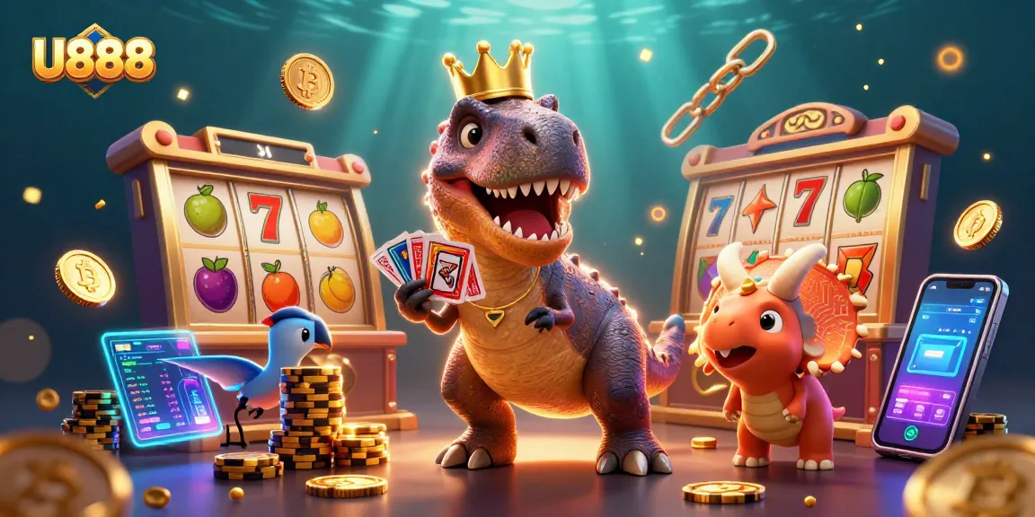 Experience thrilling gaming adventures with U888, showcasing casino excitement through vibrant cartoon characters.