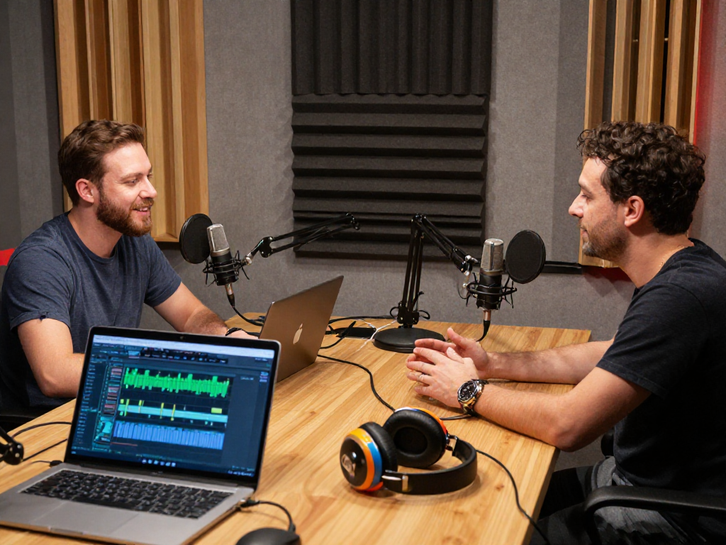 Engaging podcast recording of ROKOK88 with dynamic conversation and modern studio setup